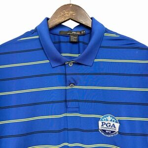 RLX Ralph Lauren Men's XXL PGA 2013 Oak Hill Blue/Green Striped Golf Polo euc